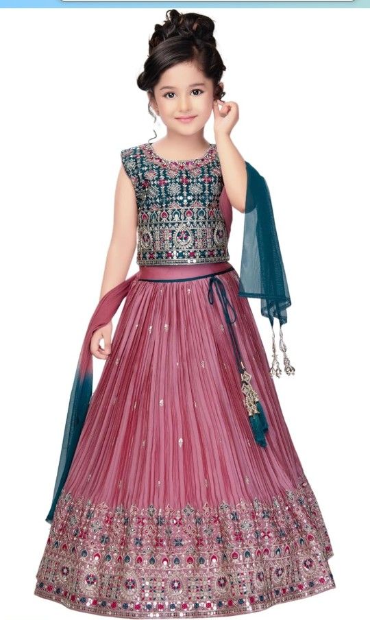 Girl's Georgette Embroidered Lehenga