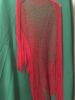 Weddings/party Red Spanish style shawl