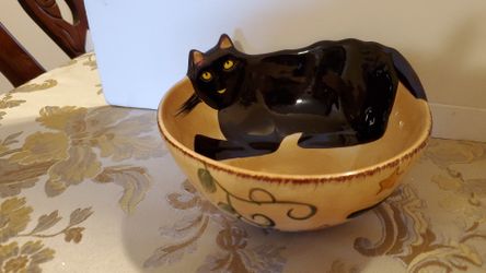 Cat design ceramic candy bowl