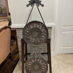 Beautiful Antique Wall Art- John Richards Cast Iron & Silver  Handmade Round Medallions Silver 1940s