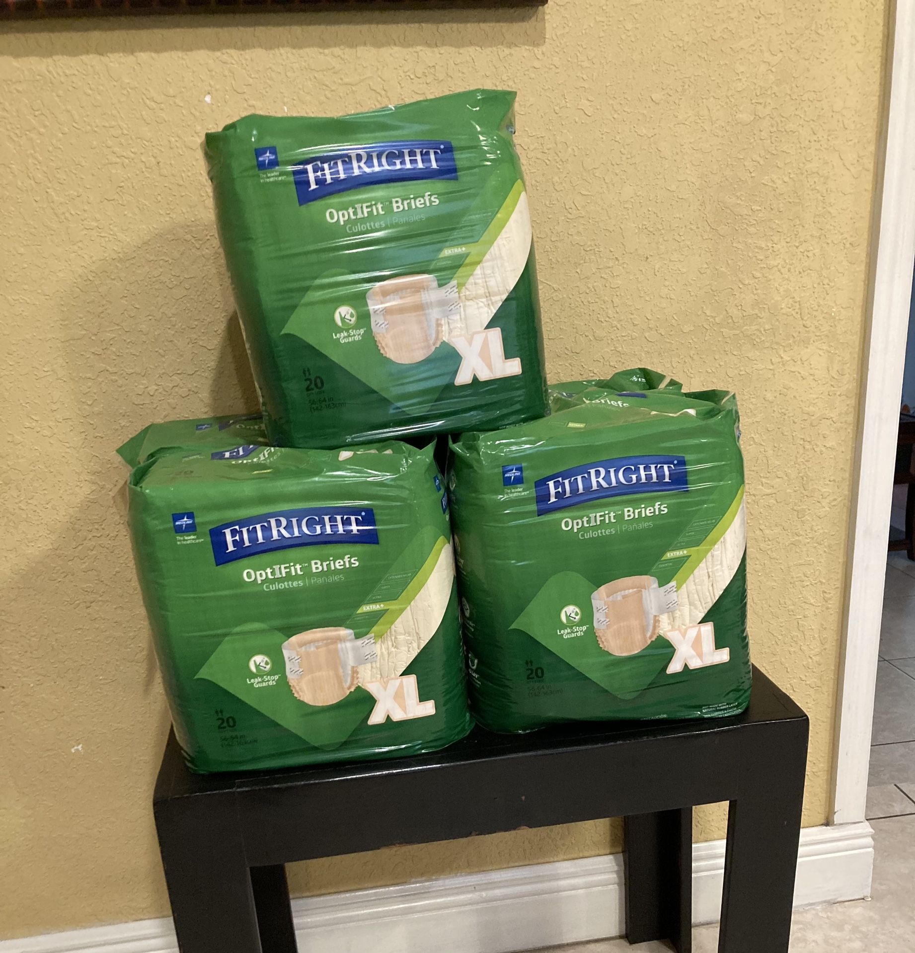 BRAND NEW SET OF 5…ADULT DIAPERS… FitRight OptiFit Briefs…SIZE XL… SET OF 5 FOR $55