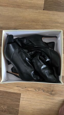 Onlymaker Red Open Square Toe Over The Knee Stiletto Zipper Boots