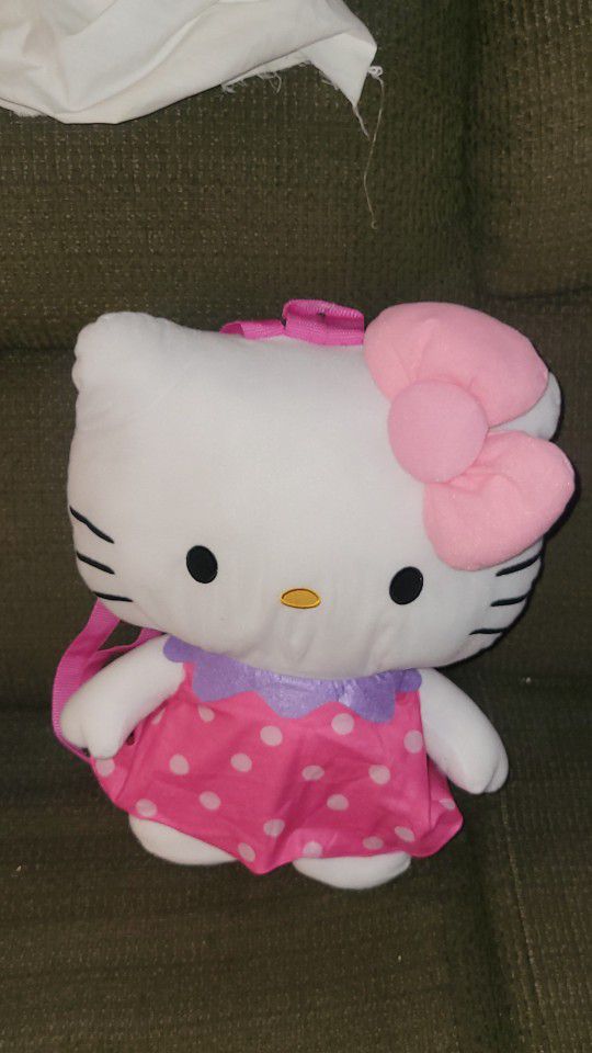 Hello Kitty Sanrio Plush Backpack approx 18” NWT Pink Purple Dress Polkadot

comes exactly as shown