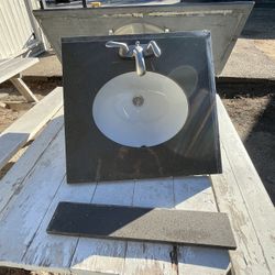 Quartz Vanity Top With Fixtures And Undermount Sink 22” W X 23” D