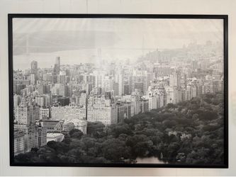 Framed New York City Central Park Skyline Black and White Print