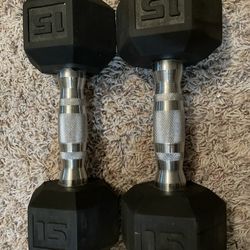 2x 15lb Hex Dumbbells 