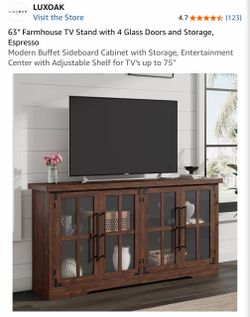 LUXOAK 63" Farmhouse TV Stand Espresso