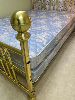 Brass Queen Bed Frame, Mattress and Box Spring