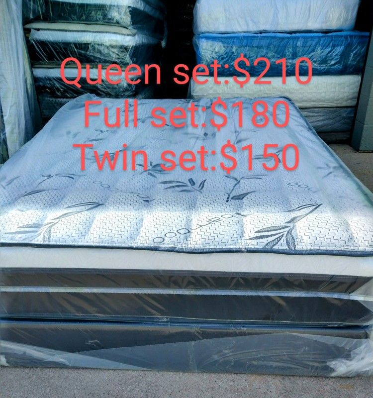 full size bamboo orthopedic pillow top mattress and box spring