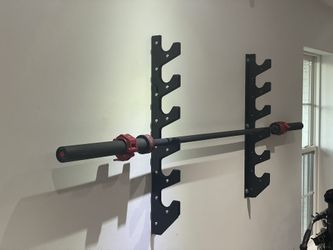 WALL MOUNTED 6 BARBELL RACK V2 Titan & Ethos Barbell + Collar Set