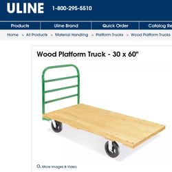 ULINE 30x60 Wood Platform Truck Flat Cart
