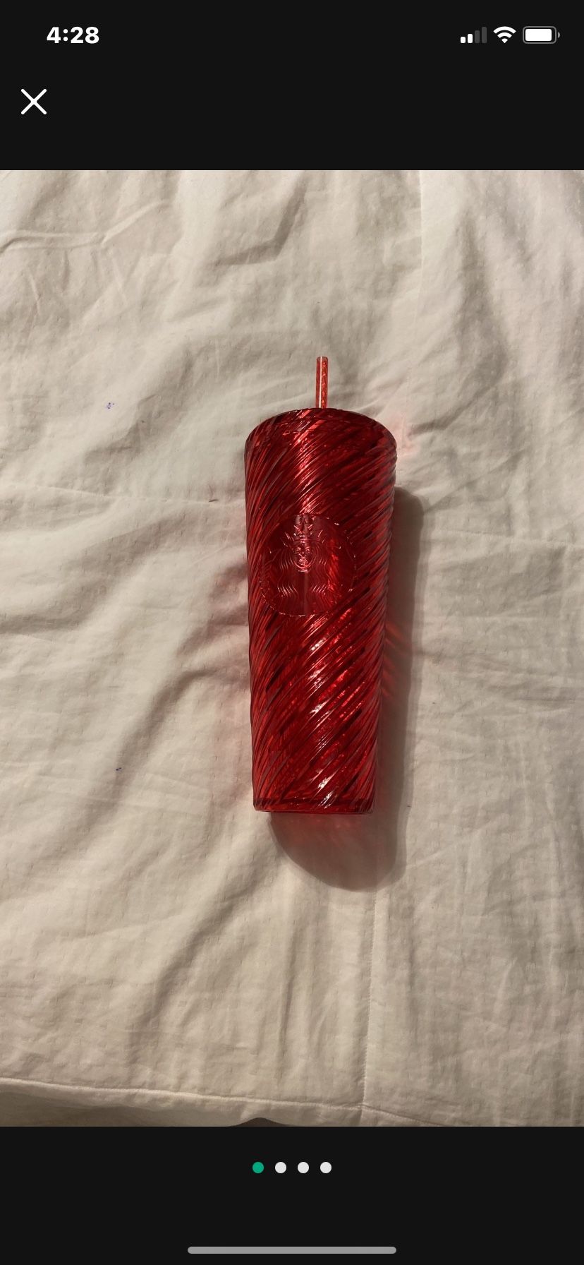 New 24oz Red Starbucks Reusable Beverage Cup With Straw