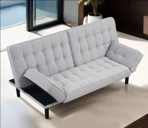 Brand New Light Grey Adjustable Futon Sofa Sleeper