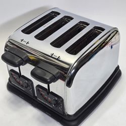 Hamilton Beach Slice Chrome Toaster Bagel Defrost Reheat Dual Controls