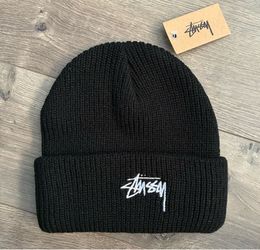 Stussy Basic Cuff Beanie Hat Black One Size Solid Pattern Style Street Wear New