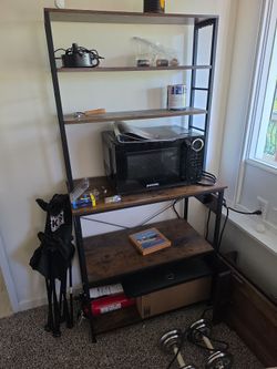 Bakers rack/kitchen rack. With free microwave if you want