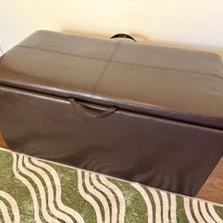 Faux Leather Storage Ottoman Bench