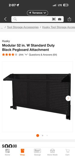 Husky Modular 52 in. W Standard Duty Black Pegboard Attachment