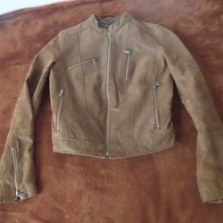 Levis Jacket Women’s Genuine Roughout Leather Cafe Racer Mocha Brown sz  PCH