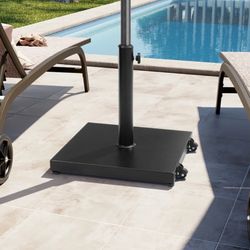 55 lbs Heavy Duty Square Concrete Patio Umbrella Base with 2 Wheels, Black