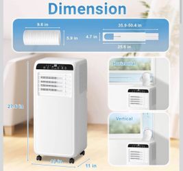 Erivess 10,000 BTU Portable Air Conditioner, 3 in 1 AC Unit with Built-in Cool, Dehumidifier & Fan Modes for Room up to 500 sq.ft, with Remote Control