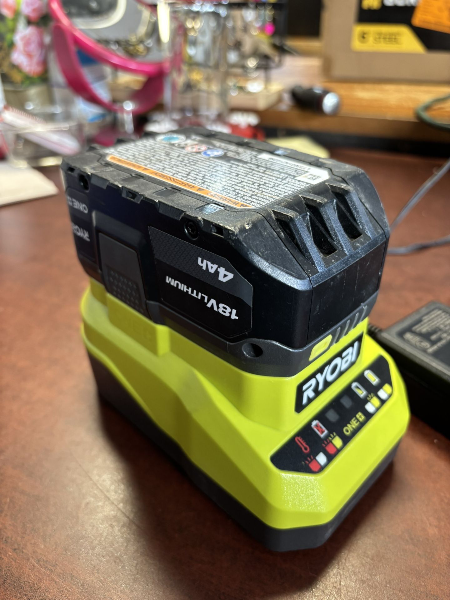 Ryobi 18V lithium ion 4.0 Ah battery and charger