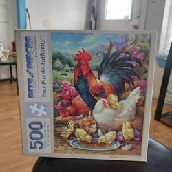 Rooster  and  Family  500  Piece  Puzzle 