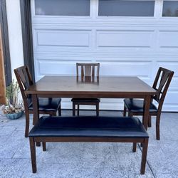 Dining Table With 3 Chairs And A Bench
