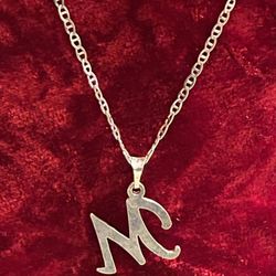 925 NEW SILVER Necklace With  M  Pendant 