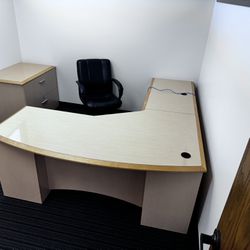 L Shaped Desk With Cabinet And Bookshelf 