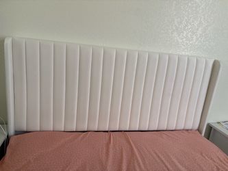 White Upholstered Headboard with Channel Tufting