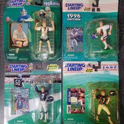(4) New In Box - John Elway 1996, 1997, 1998, 1999 Starting Lineup Figures Denver Broncos 