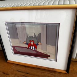 Yosemite Sam bugs bunny mad world of television art warners bros wall art with COA In great condition  Frame measures approx 16” H x 19” W