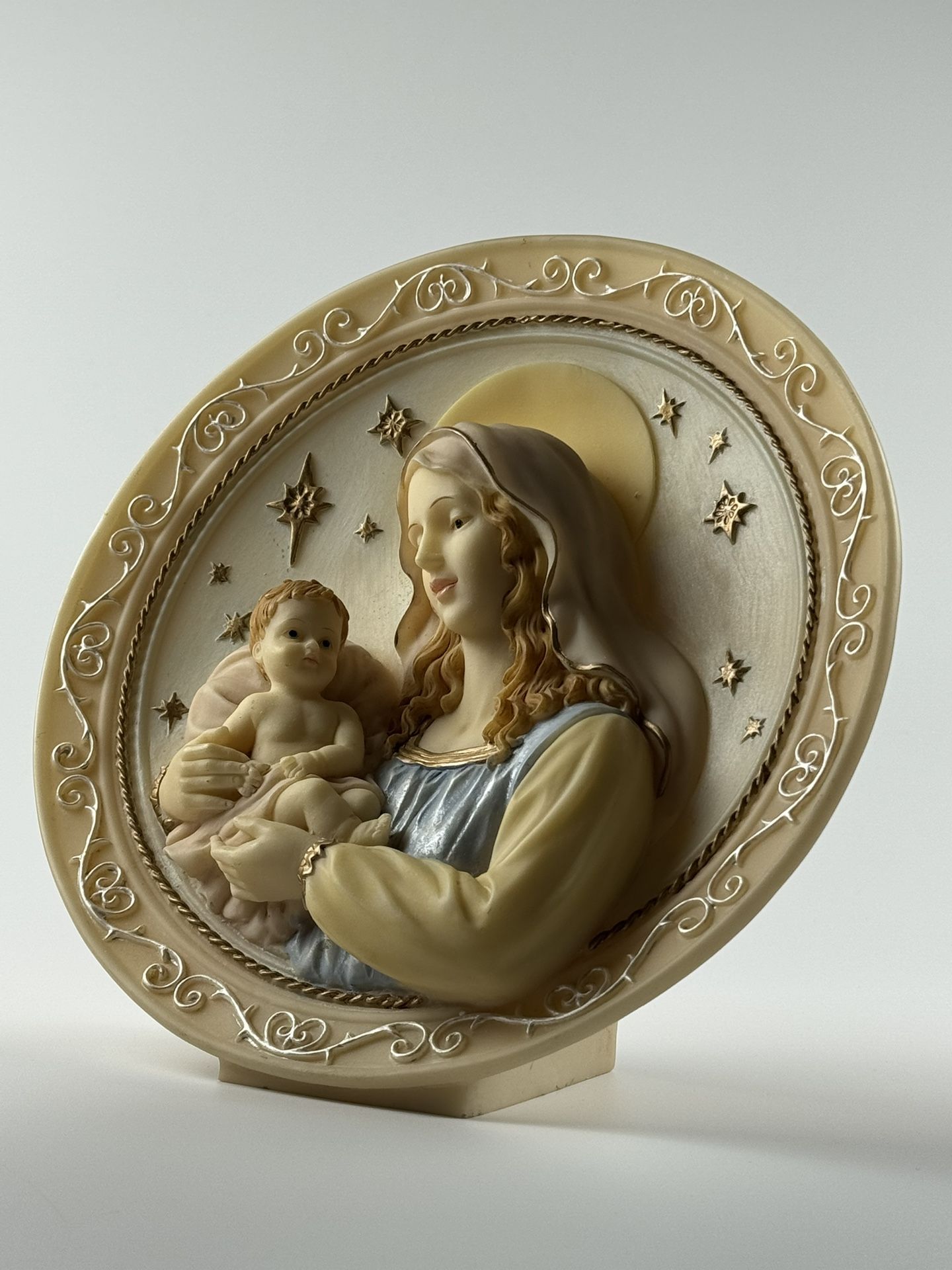 Rare! Vintage Alabaster? Madonna and Child Music Box playing Ave Maria