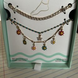 3 Pc Flower Anklet New