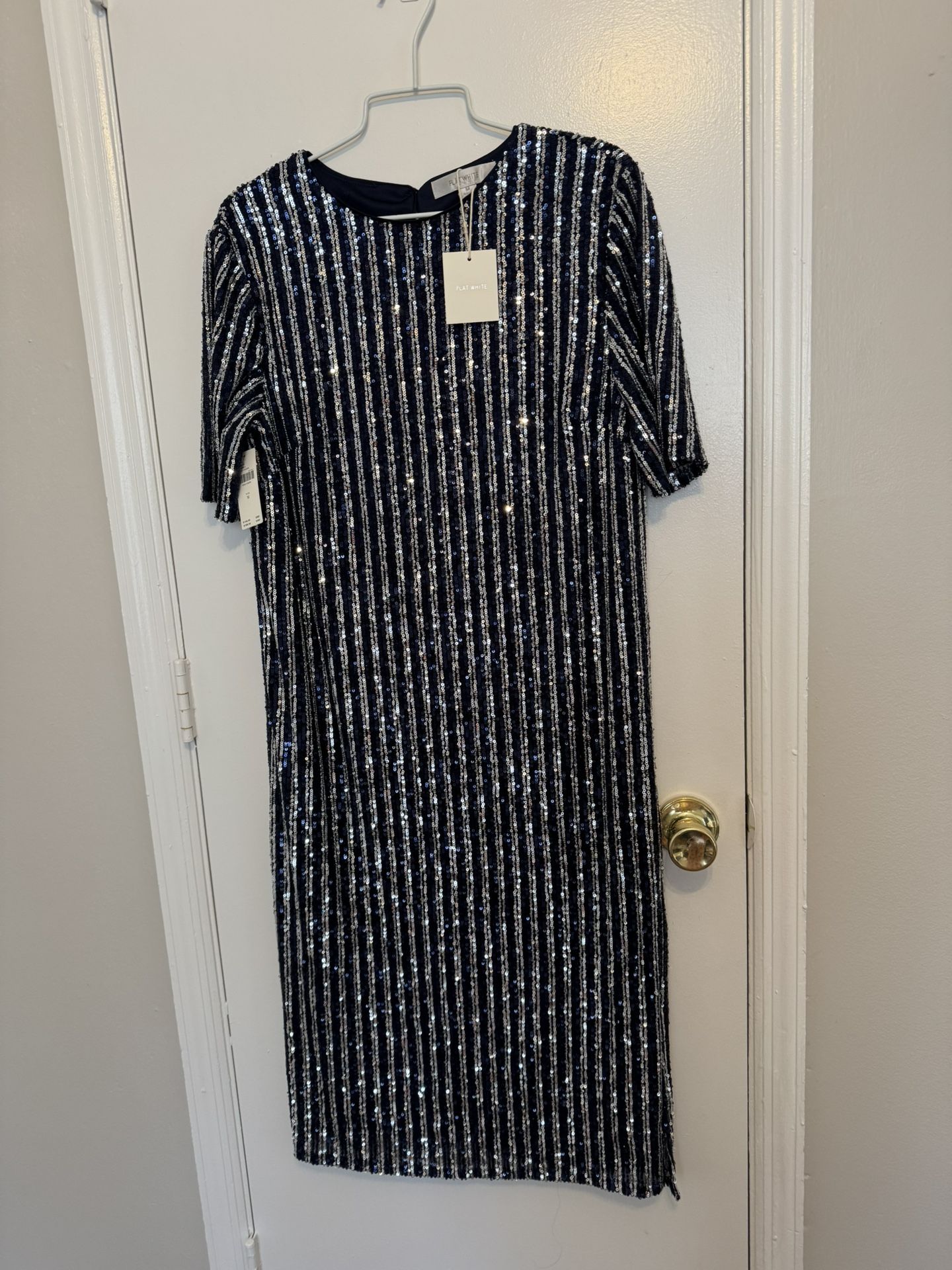 Flat White Sequin Dress Size M