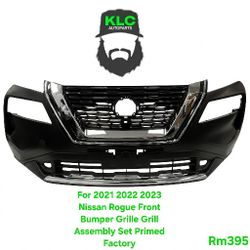 For 2021 2022 2023 Nissan Rogue Front Bumper Grille Grill Assembly Set Primed Factory