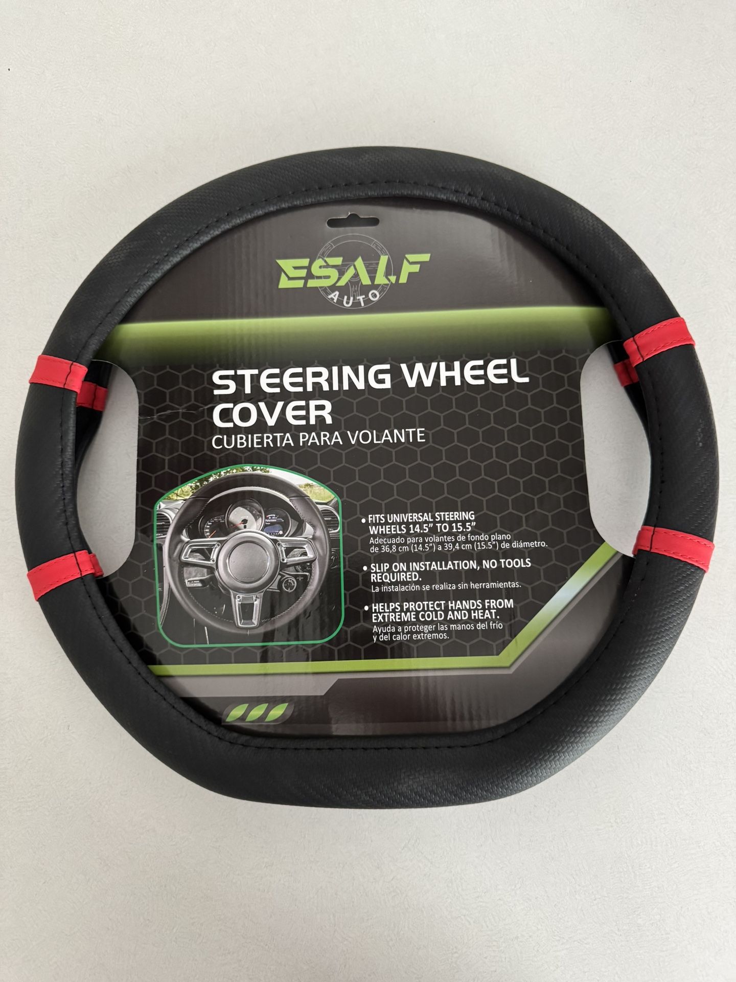 Steering wheel cover black with red striping