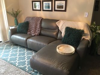 Grey leather sofa