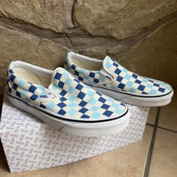 VANS Blue Topaz checkerboard slip ons