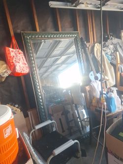 Large Wall Mirror with Dark Braided Frame