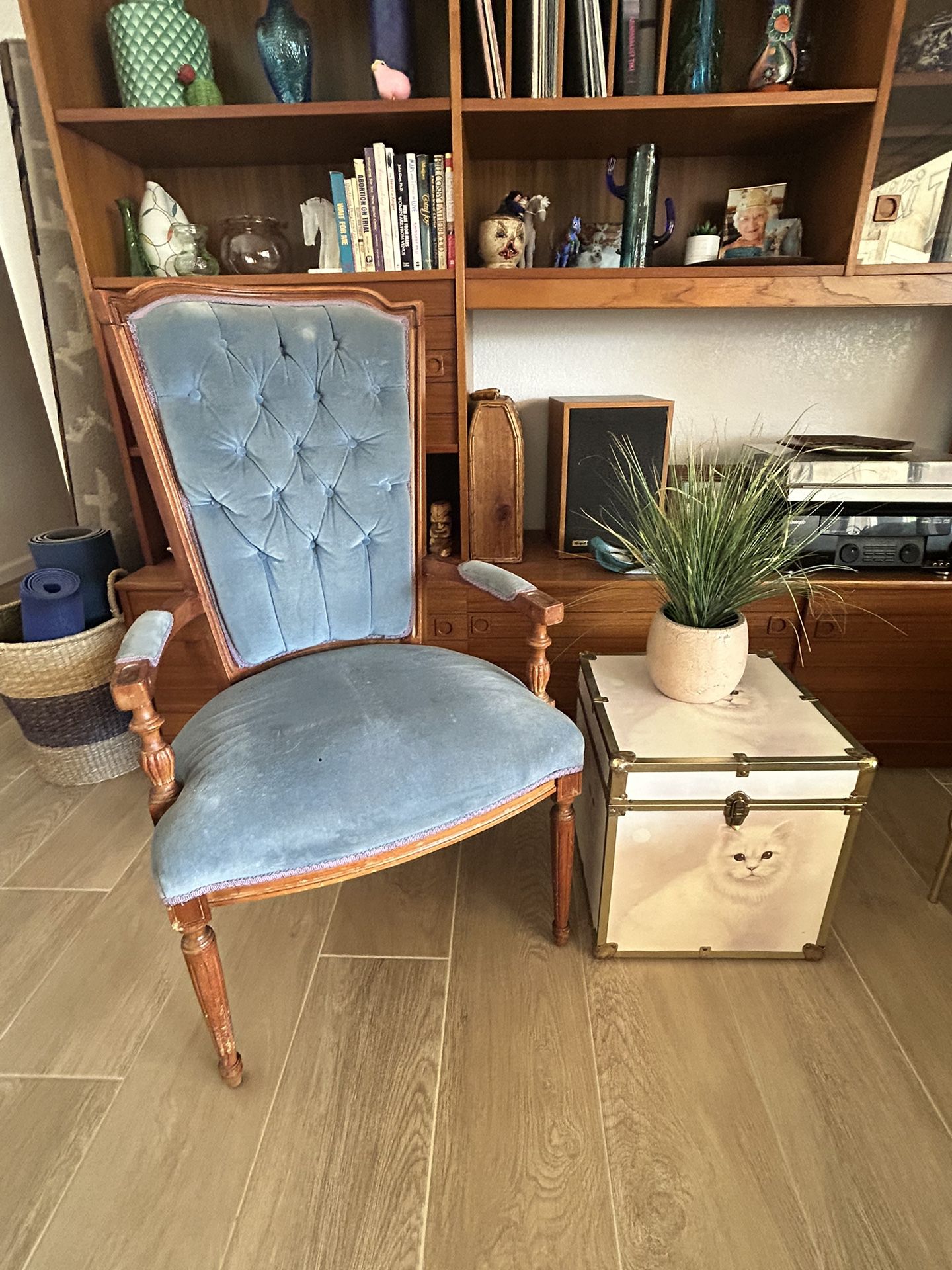 Vintage Blue Velvet Chair