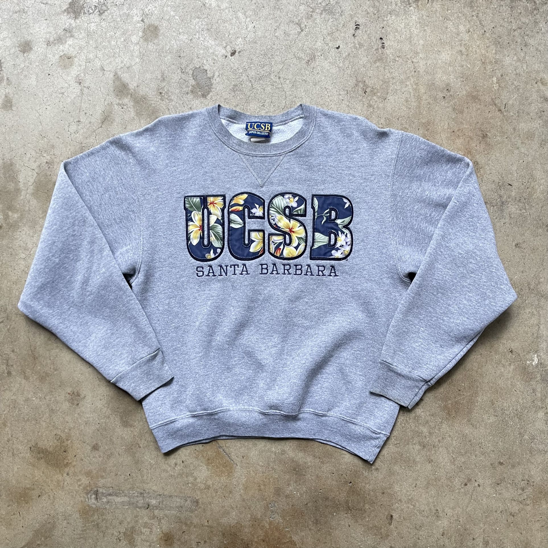 Vintage UCSB Santa Barbara Hoodie Pullover Sweater Sewn Embroidered