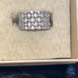 Sterling Silver 925 Genuine Diamond Pave chunky ring band size 7