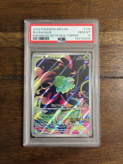 Pokemon Bulbasaur 133/132 Mega Evolution Stamped Box Topper PSA 10