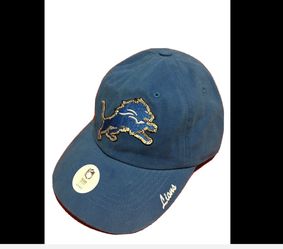 womens Detroit Lions Hat Cap Official Team NFL Blue Silver Sequin Logo. New