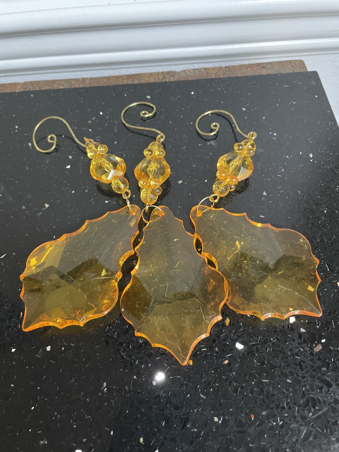 25 Honey Amber Gold French Cut Crystal