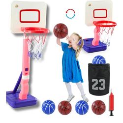 Aro de baloncesto para niños pequeños, altura ajustable
para interiores y exteriores, portería de baloncesto portátil
para piscina y juego junto a la 