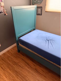 Teal Twin Bed Frame with Headboard - Great Condition