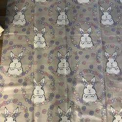 Easter Bunny Vinyl Shower Curtain with Hooks, New!